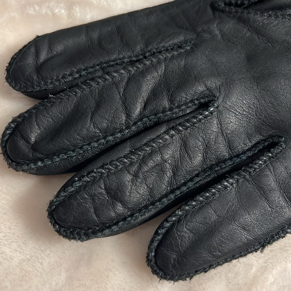 NWOT 🧤 VINTAGE FOWNES FLEECE LINED SOFT WARM BLACK LEATHER GLOVES Women’s L - Picture 7 of 13